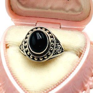 Suarti BA Bali Indonesian Black Onyx Sterling Silver Ring Size 6